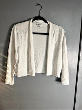 Calvin Klein Cropped Open-Front Cardigan White XL